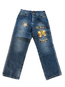 Vintage Y2K Von Dutch Embroidered Patch Vintage Jeans Size 34 Mens Straight Fit - Picture 1 of 8