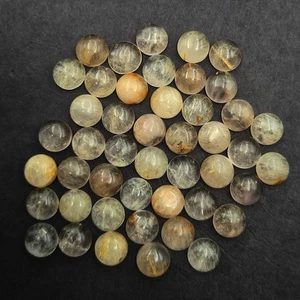 Natural Golden Rutile Quartz Round Cabochon Loose Stone Lot 10 MM 172 CT 44 Pcs - Picture 1 of 4