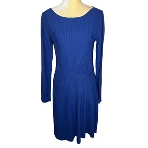Emporio Armani blau Langarm vertikal Rippstrick Kleid EUC Größe 46 10 - Bild 1 von 6