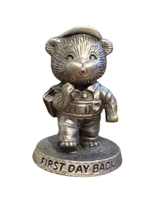 Avon 1984 Pewter Bear First Day Back to School Figure 1.8" - Picture 1 of 11