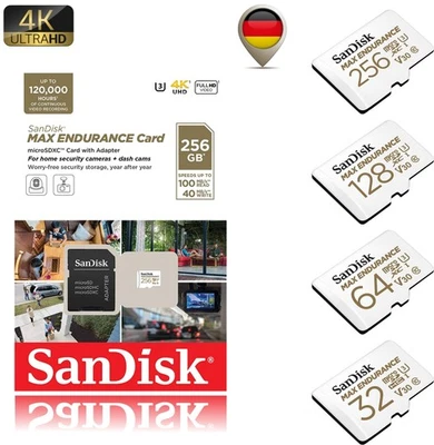 Sandisk Max Endurance micro SD Karte für Videoüberwachung Dashcam Memory Card - Bild 1 von 4