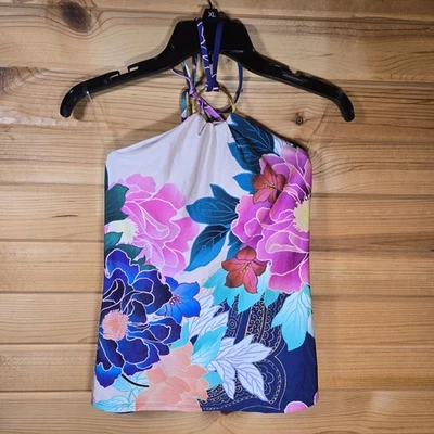 Новый с Ярлыками Trina Turk плавать танкини с бретелью через шею розовый цветочный кисточки пляж курорт размер 6 - Изображение 1 из 4