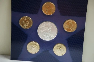 2008 5-Coin U.S. Mint Annual Uncirculated Dollar Set w/ Silver Eagle - Image 1 of 4