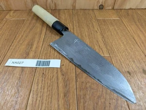 Cuchillo de cocina de chef japonés SANTOKU vintage dañado de Japón 156/305 mm XA027 - Imagen 1 de 17