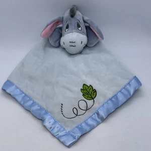 Disney Winnie Puuh Eeyore babyblau Plüsch Lovey Sicherheitsdecke Satinborte - Bild 1 von 12