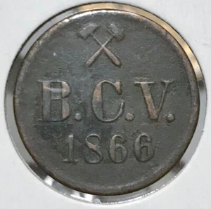 Raro gettone commerciale tedesco 1866 B.C.V. Grosse argento pane bianco - Foto 1 di 4