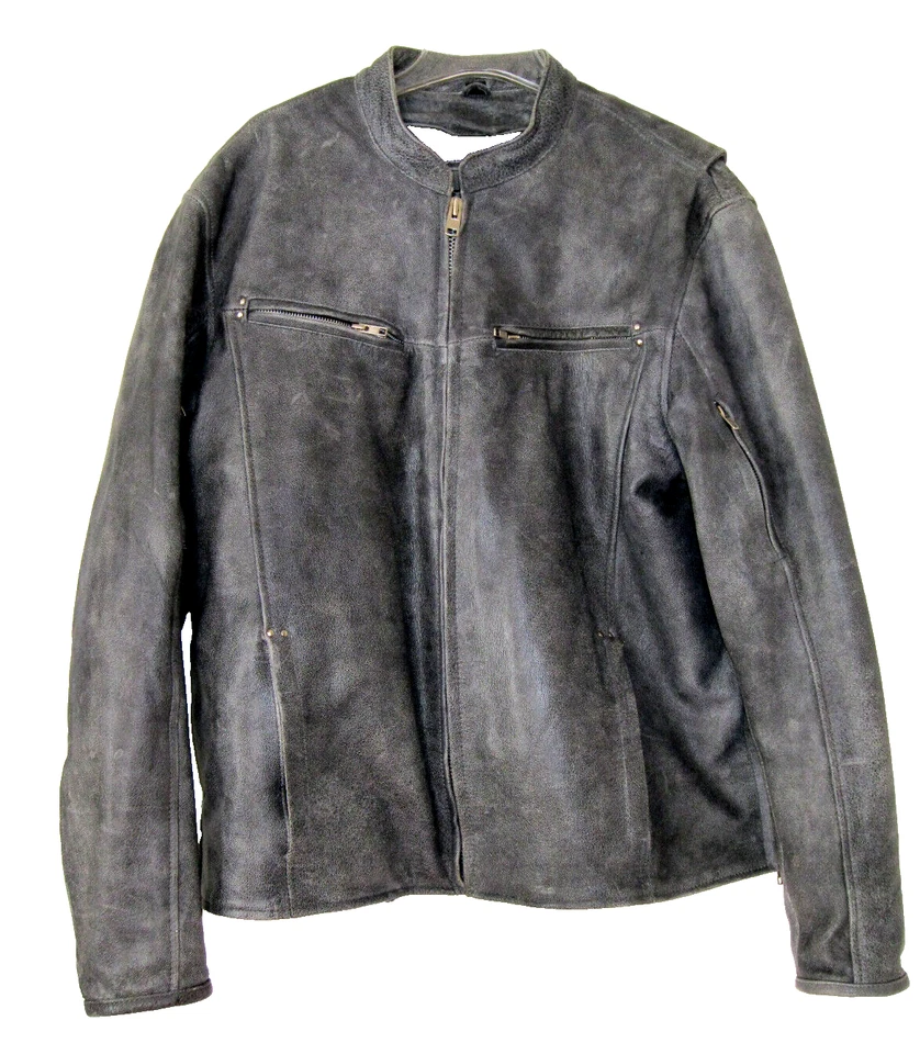 Chaqueta de motocicleta UNIK Premium para hombre talla 2XL de cuero negro pesado en muy buena condición Foto 1 de 4