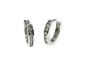 APRIL BIRTHSTONE HUGGIES EARRINGS FOR BABY'S .925 STERLING SILVER - Picture 1 of 5
