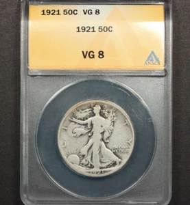 1921 P Walking Liberty Half Dollar ANACS VG8 Nice Pleasing Key Date - Picture 1 of 2