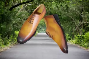 Handgefertigte hellbraune Herrenschuhe, Herren braunes Leder Brogue Oxfordds Schuhe - Bild 1 von 5