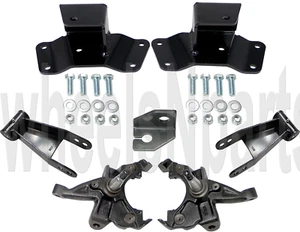 2/4 Drop Spindles Shackles & Hangers Lowering Kit For 88-98 Chevy GMC 1500 Truck - Picture 1 of 24