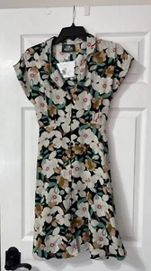 The Moon ~ Woman's Dress Black with White Hibiscus Flowers ~ Size Large ~ NWT - Picture 1 of 14