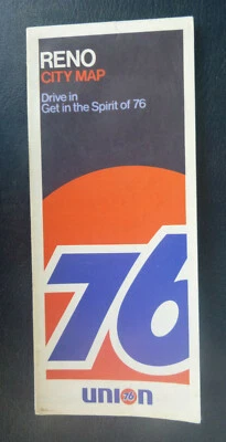 1972 Reno Nevada street road map Union 76 oil gas - Image 1 of 4