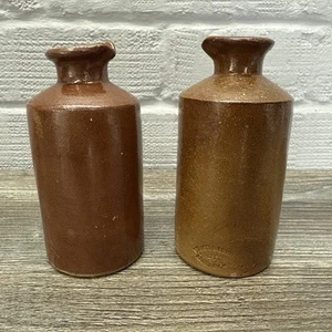Par de vertedores de aceite de gres Lovatt Langley Notts 12 cm de alto marrón - Imagen 1 de 6