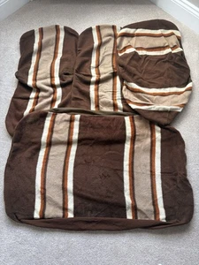 Vintage 1970s Karobes Ford Cortina Set Of Brown Striped Seat Covers With Hooks - Picture 1 of 24