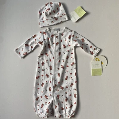 Mameluco de camión de bomberos talla prematuro Pima traje de algodón con sombrero 2 piezas bebé bombero Foto 1 de 4