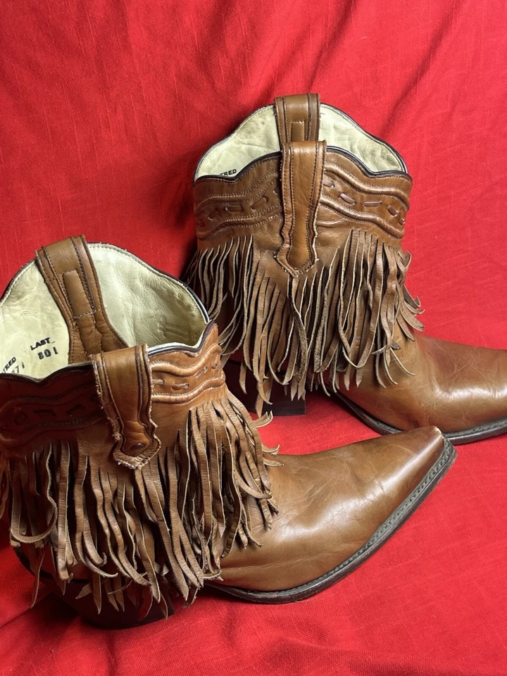 BOTA VAQUERA CORRAL FLECOS Botines Cortos, Tostado Coñac TALLA 10 M HIPPIE BOHO Foto 1 de 4