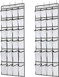 Hanging Shoe Organizer, over the Door Shoe Organizer with 24 Mesh Large Pockets - Picture 1 of 12