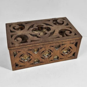 Wooden Box Antique Carved Folk Art Signed 1898 Hamburg Germany Handmade  - Picture 1 of 16