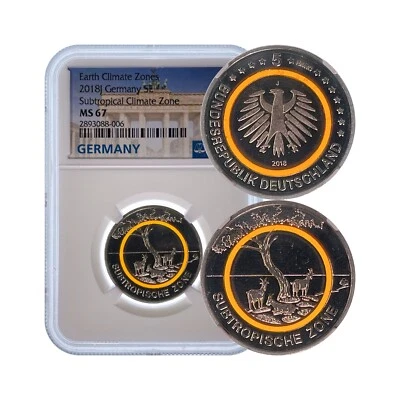 GERMANY. 2018, 5 Euro, Polymer - NGC MS67 - Top Pop 🥇 Subtropical Hamburg - Image 1 of 4