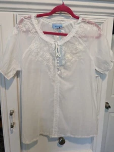 Blue Note_ M White Chamise transparent short sleeve NWT - Picture 1 of 12