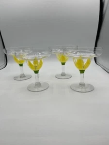 4er Set ~ handbemalte "TULPE" Margarita Gläser ~ gelb ~ 5" hoch - Bild 1 von 5