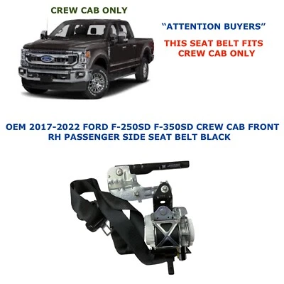 Ford F-250SD F-350SD 2017-2022 doble cabina cinturón de seguridad delantero derecho negro Foto 1 de 4