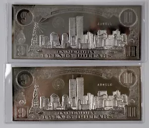 Republic of Liberia World Trade Center $20 in Memory 9/11 2001 Silver Leaf Note - Picture 1 of 6