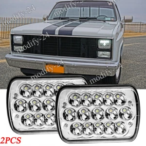Pair 5x7" 7x6" LED Headlight Hi/Lo Beam fit GMC C1500 C2500 C3500 K1500 Suburban - Picture 1 of 16