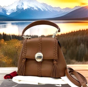AUTÉNTICO NUEVO CON ETIQUETAS $2390 Chloé Penélope Pequeño Trenzado Superior Mango Cuero Hombro - Caramelo - Imagen 1 de 21