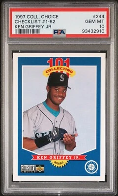 1997 COLLECTOR'S CHOICE CHECKLIST #1-82 KEN GRIFFEY JR. #244 PSA 10 GEM MINT!! - Image 1 of 2