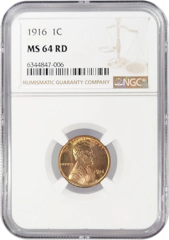 1916 Lincoln Wheat Penny Cent 1c Choice Uncirculated NGC Certified MS64 RED RD Cover
