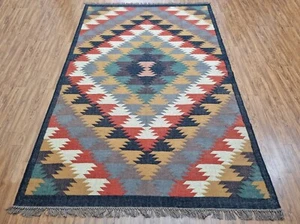 Handwoven Navajo Rug Handmade Wool Jute Rug Living Room Kilim Rug - Picture 1 of 4