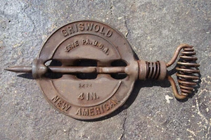 Vintage Griswold Erie, PA New American 4" Reversible Steel Spindle Flue #1424 - Picture 1 of 6