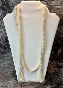 Collar Lariat Perla Falsificación Aleta Larga Borlas Cinturón Versátil - Imagen 1 de 5