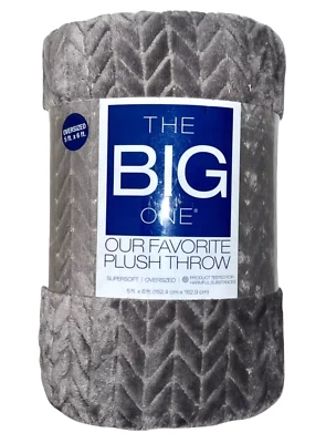 Nueva MANTA DE PELUCHE THE BIG ONE GRIS 5X6 FT CHEVERON SUPER SUAVE NUEVA CON ETIQUETAS ESTÁNDAR Foto 1 de 3