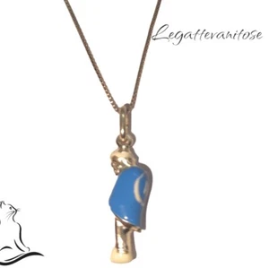Ciondolo pendente argento925 smaltato azzurro calcio Napoli . portafortuna - Foto 1 di 10