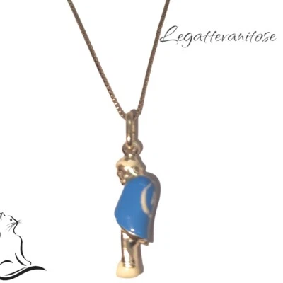 Ciondolo pendente  argento925 smaltato azzurro calcio Napoli . portafortuna - Immagine 1 di 4