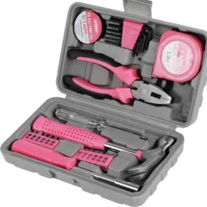 Kit de herramientas de reparación de 24 piezas Juego de herramientas manuales multiusos, estuche de almacenamiento, rosa - Imagen 1 de 4
