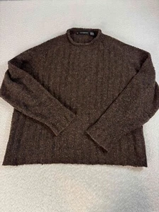 Vintage Jhane Barnes Mens Knit Wool Blend Relaxed Pullover Brown Sweater 2XL - Picture 1 of 5