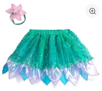 NWT Disney Ariel The Little Mermaid Tutu Skirt Set Headband Tweens Girls 13/14 Foto 1 de 4