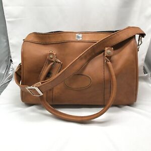 Vintage 70s US Luggage Leather Travel Bag Tan Carry On Weekender Overnight Bag