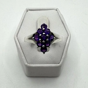 Sterling Silver Brazilian Amethyst Ring size 9 Cluster Stamped .925 - Picture 1 of 6