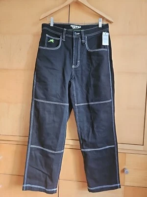 NWT Empyre Loose Fit CARPENTER JEANS Black Y2K STAR Skate Pants  30 x 28 NEW $70 - Image 1 of 4
