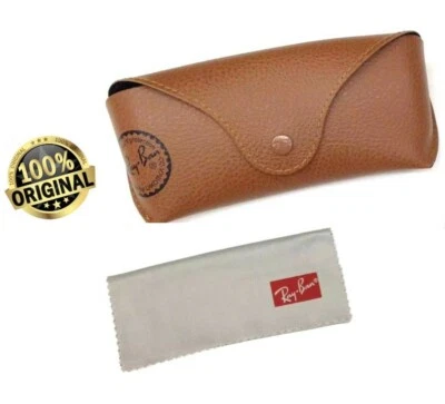 Ray Ban Genuino Gafas de Sol/Gafas de Sol MARRÓN Cubierta/FUNDA/Bolsa y Paño de Limpieza Foto 1 de 4