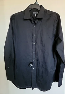 Alfani Mens Stretch Button Up Dress Shirt, Black, XL 17"-17.5" 34"-35" NEW - Picture 1 of 2