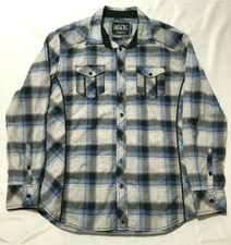 Buckle Black Shirt Size XL Button Up Tailored Fit Long Sleeve Plaid Blue Black