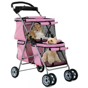 Dkeli 4 Wheel Pet Stroller for Small and Medium Dog Cats, Double Dog Stroller - Picture 1 of 7