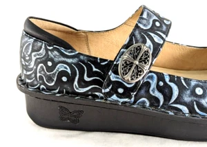 ALEGRIA PAL-437 GOTHIC STEEL Black Silver Leather Mary Jane Shoes 39 US 9 $140 * - Picture 1 of 9