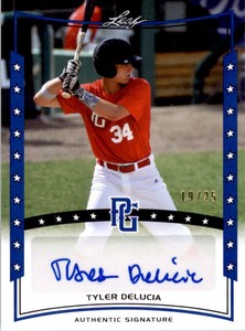 2014 Leaf Perfect Game Showcase Autographs Blue #ATDL Tyler DeLucia 25